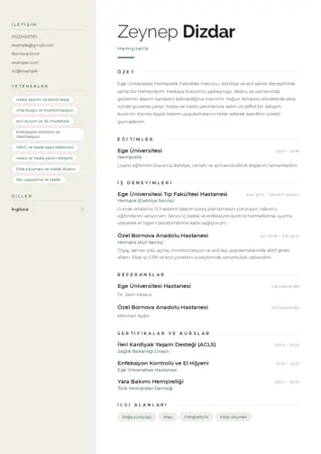 Sağlık Çalışanı Cv Örnekleri cv indir